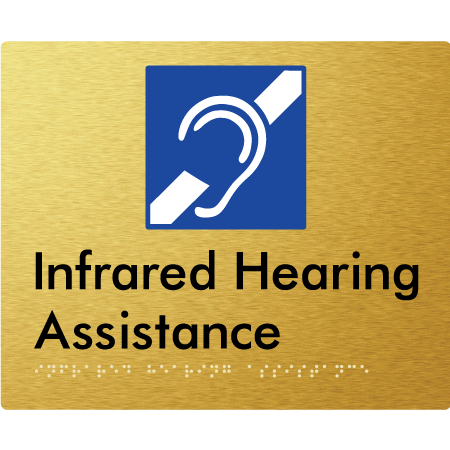 Braille Sign Infrared Hearing Assistance - Braille Tactile Signs Aust. - BTS405-aliG - Custom Signs - Fast Shipping - High Quality - Australian Made &amp; Owned