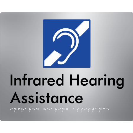 Braille Sign Infrared Hearing Assistance - Braille Tactile Signs Aust. - BTS405-aliS - Custom Signs - Fast Shipping - High Quality - Australian Made &amp; Owned