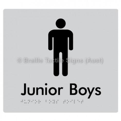 Junior Boys Toilet - Braille Tactile Signs (Aust) - BTS143-slv - Fully Custom Signs - Fast Shipping - High Quality