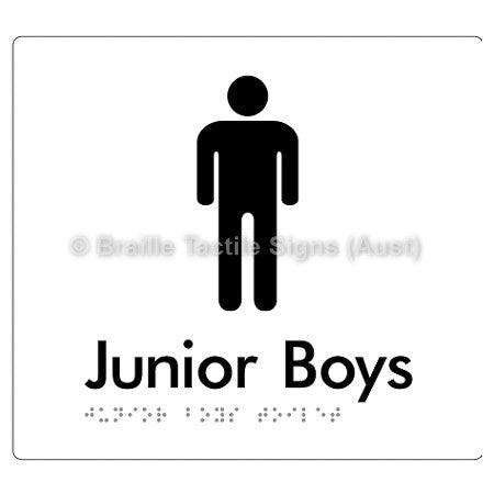 Junior Boys Toilet - Braille Tactile Signs (Aust) - BTS143-wht - Fully Custom Signs - Fast Shipping - High Quality