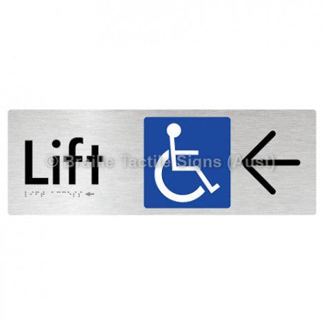 Braille Sign Lift Access w/ Large Arrow - Braille Tactile Signs (Aust) - BTS174->L-aliB - Fully Custom Signs - Fast Shipping - High Quality - Australian Made &amp; Owned