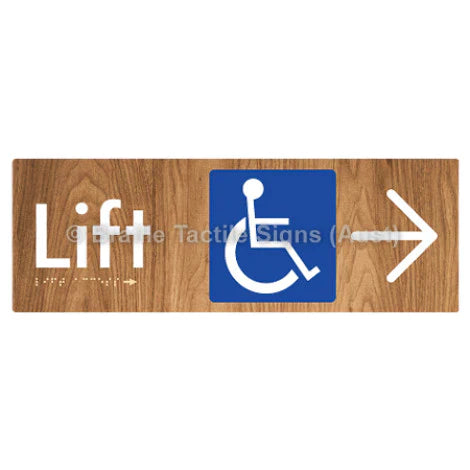 Braille Sign Lift Access w/ Large Arrow - Braille Tactile Signs (Aust) - BTS174->R-wdg - Fully Custom Signs - Fast Shipping - High Quality - Australian Made &amp; Owned