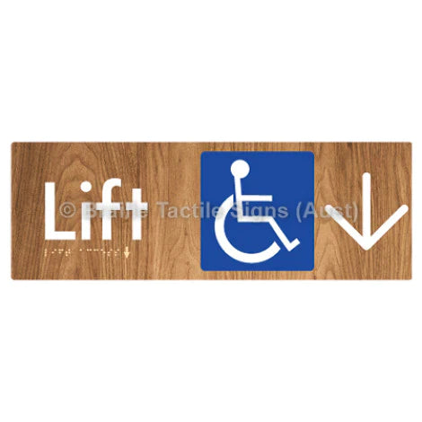 Braille Sign Lift Access w/ Large Arrow - Braille Tactile Signs (Aust) - BTS174->D-wdg - Fully Custom Signs - Fast Shipping - High Quality - Australian Made &amp; Owned
