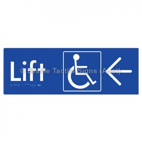 Braille Sign Lift Access w/ Large Arrow - Braille Tactile Signs (Aust) - BTS174->L-blu - Fully Custom Signs - Fast Shipping - High Quality - Australian Made &amp; Owned