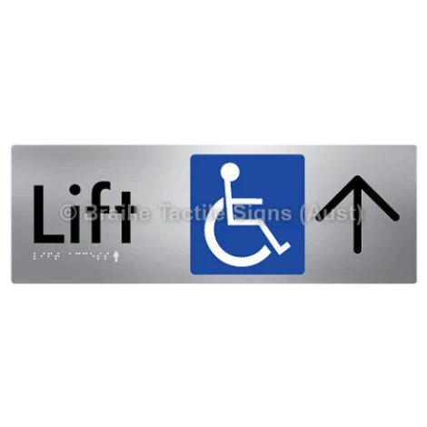 Braille Sign Lift Access w/ Large Arrow - Braille Tactile Signs (Aust) - BTS174->U-aliS - Fully Custom Signs - Fast Shipping - High Quality - Australian Made &amp; Owned