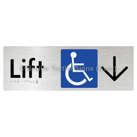 Braille Sign Lift Access w/ Large Arrow - Braille Tactile Signs (Aust) - BTS174->D-aliB - Fully Custom Signs - Fast Shipping - High Quality - Australian Made &amp; Owned