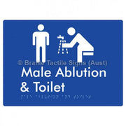 Male Ablution & Toilet - Braille Tactile Signs (Aust) - BTS320-blu - Fully Custom Signs - Fast Shipping - High Quality