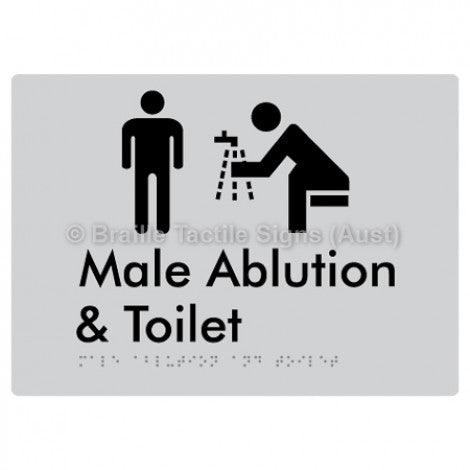Male Ablution & Toilet - Braille Tactile Signs (Aust) - BTS320-slv - Fully Custom Signs - Fast Shipping - High Quality