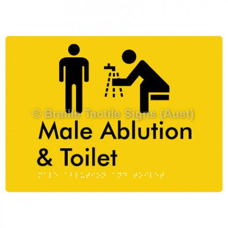 Male Ablution & Toilet - Braille Tactile Signs (Aust) - BTS320-yel - Fully Custom Signs - Fast Shipping - High Quality