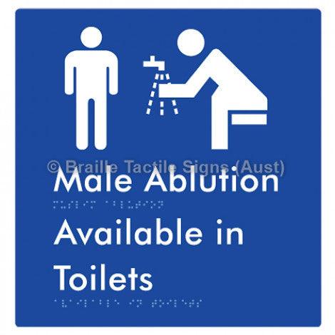 Male Ablution Available in Toilets - Braille Tactile Signs (Aust) - BTS324-blu - Fully Custom Signs - Fast Shipping - High Quality
