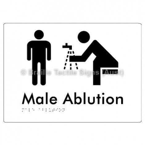 Male Ablution - Braille Tactile Signs (Aust) - BTS318-wht - Fully Custom Signs - Fast Shipping - High Quality