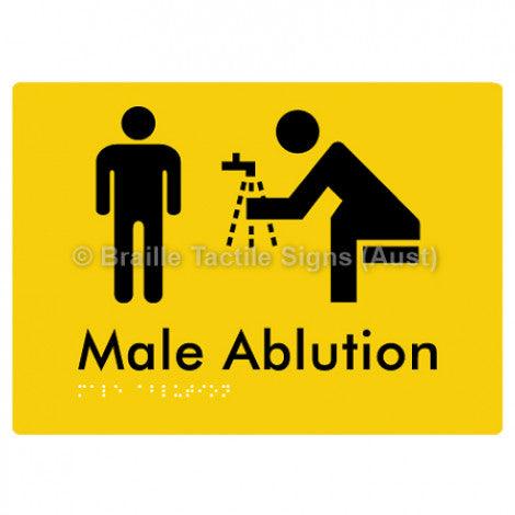 Male Ablution - Braille Tactile Signs (Aust) - BTS318-yel - Fully Custom Signs - Fast Shipping - High Quality
