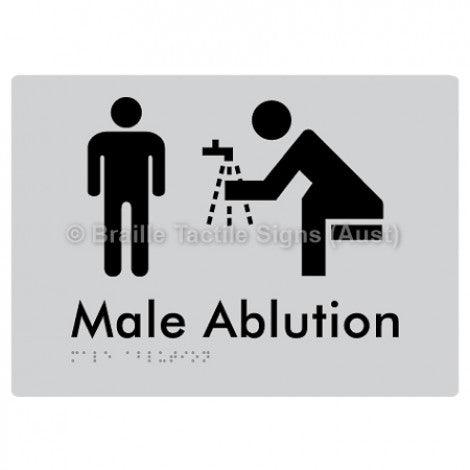 Male Ablution - Braille Tactile Signs (Aust) - BTS318-slv - Fully Custom Signs - Fast Shipping - High Quality