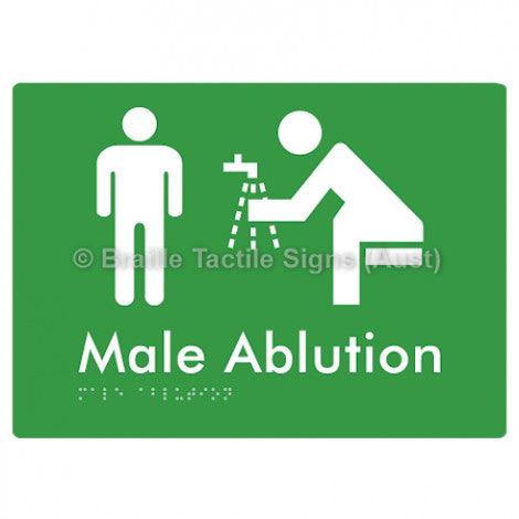 Male Ablution - Braille Tactile Signs (Aust) - BTS318-grn - Fully Custom Signs - Fast Shipping - High Quality