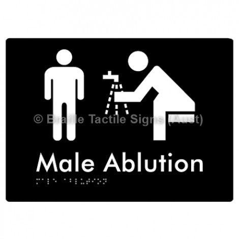 Male Ablution - Braille Tactile Signs (Aust) - BTS318-blk - Fully Custom Signs - Fast Shipping - High Quality