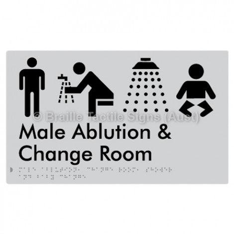 Male Ablution, Change Room, Shower & Baby Change - Braille Tactile Signs (Aust) - BTS322-slv - Fully Custom Signs - Fast Shipping - High Quality