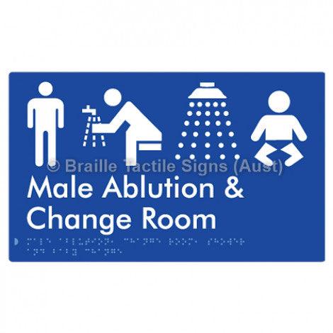 Male Ablution, Change Room, Shower & Baby Change - Braille Tactile Signs (Aust) - BTS322-blu - Fully Custom Signs - Fast Shipping - High Quality