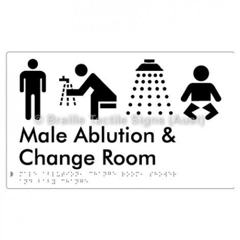 Male Ablution, Change Room, Shower & Baby Change - Braille Tactile Signs (Aust) - BTS322-wht - Fully Custom Signs - Fast Shipping - High Quality