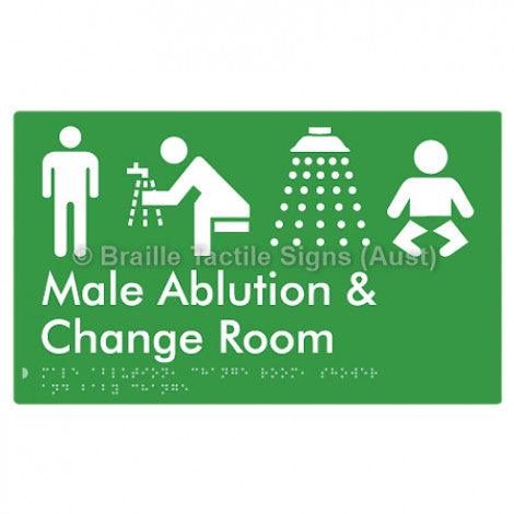 Male Ablution, Change Room, Shower & Baby Change - Braille Tactile Signs (Aust) - BTS322-grn - Fully Custom Signs - Fast Shipping - High Quality