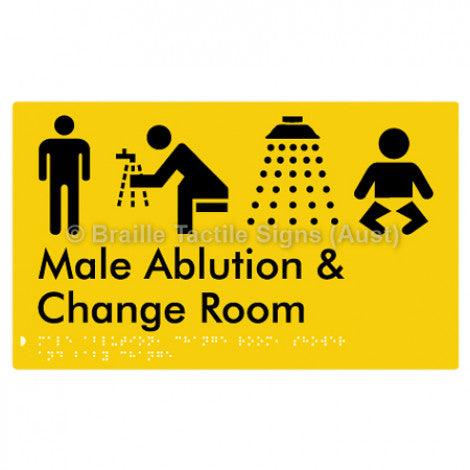 Male Ablution, Change Room, Shower & Baby Change - Braille Tactile Signs (Aust) - BTS322-yel - Fully Custom Signs - Fast Shipping - High Quality