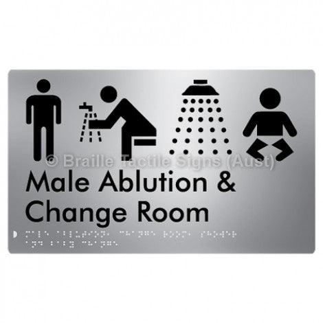 Male Ablution, Change Room, Shower & Baby Change - Braille Tactile Signs (Aust) - BTS322-aliS - Fully Custom Signs - Fast Shipping - High Quality