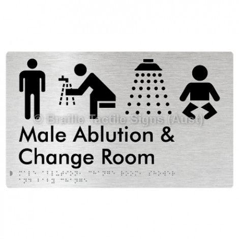 Male Ablution, Change Room, Shower & Baby Change - Braille Tactile Signs (Aust) - BTS322-aliB - Fully Custom Signs - Fast Shipping - High Quality