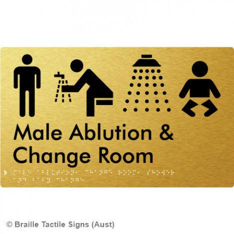 Male Ablution, Change Room, Shower & Baby Change - Braille Tactile Signs (Aust) - BTS322-aliG - Fully Custom Signs - Fast Shipping - High Quality