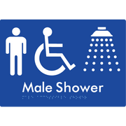 Braille Sign Male Accessible Shower - Braille Tactile Signs Aust. - BTS365-blu - Custom Signs - Fast Shipping - High Quality - Australian Made &amp; Owned