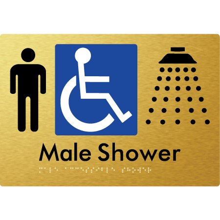 Braille Sign Male Accessible Shower - Braille Tactile Signs Aust. - BTS365-aliG - Custom Signs - Fast Shipping - High Quality - Australian Made &amp; Owned