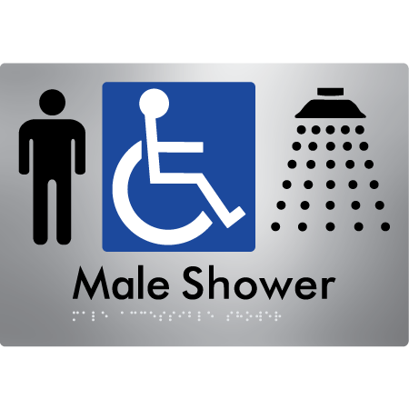 Braille Sign Male Accessible Shower - Braille Tactile Signs Aust. - BTS365-aliS - Custom Signs - Fast Shipping - High Quality - Australian Made &amp; Owned