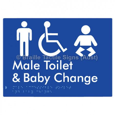 Male Accessible Toilet & Baby Change - Braille Tactile Signs (Aust) - BTS373-blu - Fully Custom Signs - Fast Shipping - High Quality