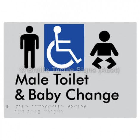 Male Accessible Toilet & Baby Change - Braille Tactile Signs (Aust) - BTS373-slv - Fully Custom Signs - Fast Shipping - High Quality