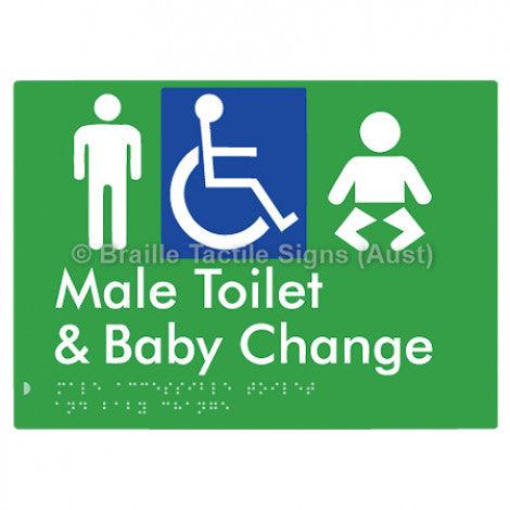 Male Accessible Toilet & Baby Change - Braille Tactile Signs (Aust) - BTS373-grn - Fully Custom Signs - Fast Shipping - High Quality