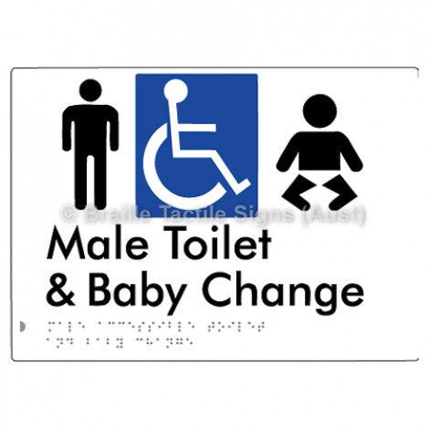 Male Accessible Toilet & Baby Change - Braille Tactile Signs (Aust) - BTS373-wht - Fully Custom Signs - Fast Shipping - High Quality