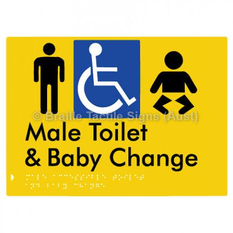 Male Accessible Toilet & Baby Change - Braille Tactile Signs (Aust) - BTS373-yel - Fully Custom Signs - Fast Shipping - High Quality