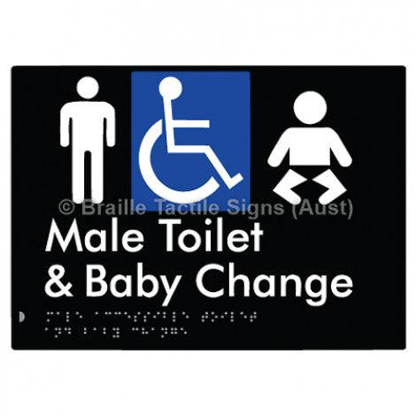 Male Accessible Toilet & Baby Change - Braille Tactile Signs (Aust) - BTS373-blk - Fully Custom Signs - Fast Shipping - High Quality