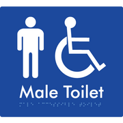 Braille Sign Male Accessible Toilet - Braille Tactile Signs Aust. - BTS06n-blu - Custom Signs - Fast Shipping - High Quality - Australian Made &amp; Owned