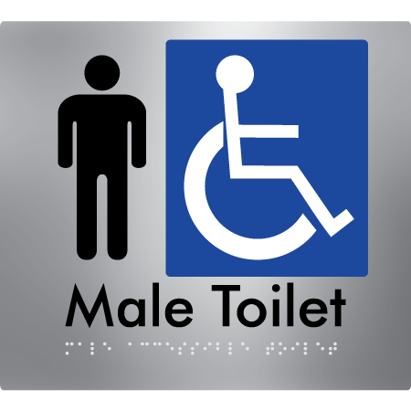 Braille Sign Male Accessible Toilet - Braille Tactile Signs Aust. - BTS06n-aliS - Custom Signs - Fast Shipping - High Quality - Australian Made &amp; Owned