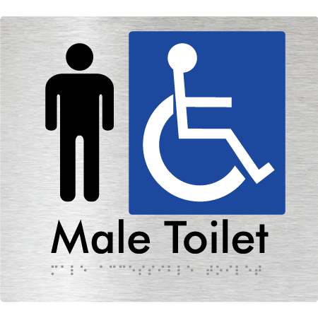 Braille Sign Male Accessible Toilet - Braille Tactile Signs Aust. - BTS06n-aliB - Custom Signs - Fast Shipping - High Quality - Australian Made &amp; Owned