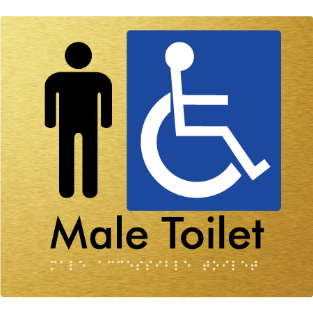 Braille Sign Male Accessible Toilet - Braille Tactile Signs Aust. - BTS06n-aliG - Custom Signs - Fast Shipping - High Quality - Australian Made &amp; Owned