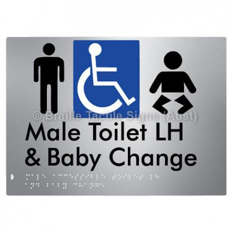 Male Accessible Toilet LH & Baby Change - Braille Tactile Signs (Aust) - BTS373LH-aliS - Fully Custom Signs - Fast Shipping - High Quality