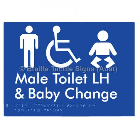 Male Accessible Toilet LH & Baby Change - Braille Tactile Signs (Aust) - BTS373LH-blu - Fully Custom Signs - Fast Shipping - High Quality