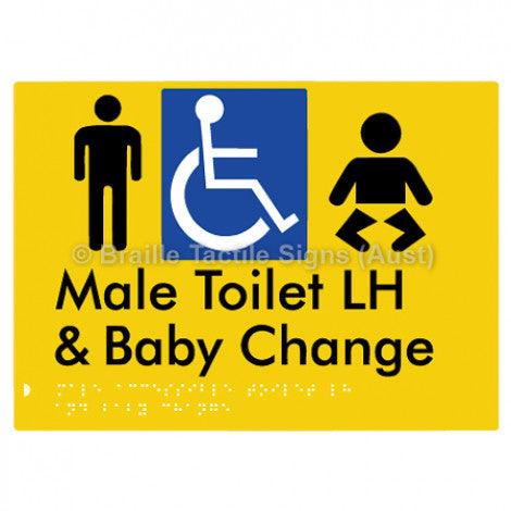 Male Accessible Toilet LH & Baby Change - Braille Tactile Signs (Aust) - BTS373LH-yel - Fully Custom Signs - Fast Shipping - High Quality