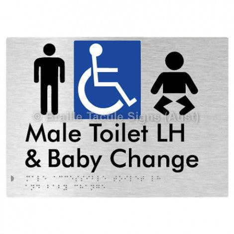 Male Accessible Toilet LH & Baby Change - Braille Tactile Signs (Aust) - BTS373LH-aliB - Fully Custom Signs - Fast Shipping - High Quality