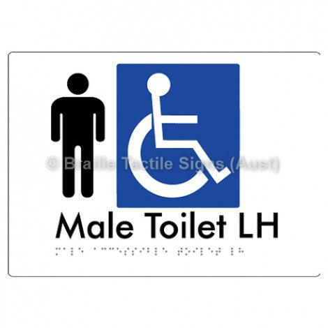Male Accessible Toilet LH - Braille Tactile Signs (Aust) - BTS06LHn-wht - Fully Custom Signs - Fast Shipping - High Quality