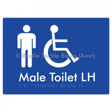 Male Accessible Toilet LH - Braille Tactile Signs (Aust) - BTS06LHn-blu - Fully Custom Signs - Fast Shipping - High Quality