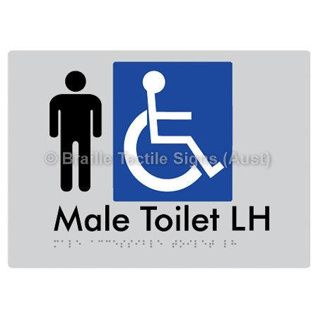 Male Accessible Toilet LH - Braille Tactile Signs (Aust) - BTS06LHn-slv - Fully Custom Signs - Fast Shipping - High Quality