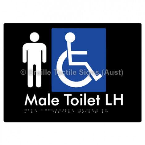 Male Accessible Toilet LH - Braille Tactile Signs (Aust) - BTS06LHn-blk - Fully Custom Signs - Fast Shipping - High Quality