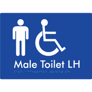 Braille Sign Male Accessible Toilet LH / RH - Braille Tactile Signs Aust. - BTS06LHn-blu - Custom Signs - Fast Shipping - High Quality - Australian Made &amp; Owned