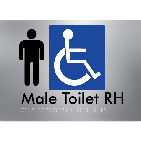 Braille Sign Male Accessible Toilet LH / RH - Braille Tactile Signs Aust. - BTS06RH-aliS - Custom Signs - Fast Shipping - High Quality - Australian Made &amp; Owned